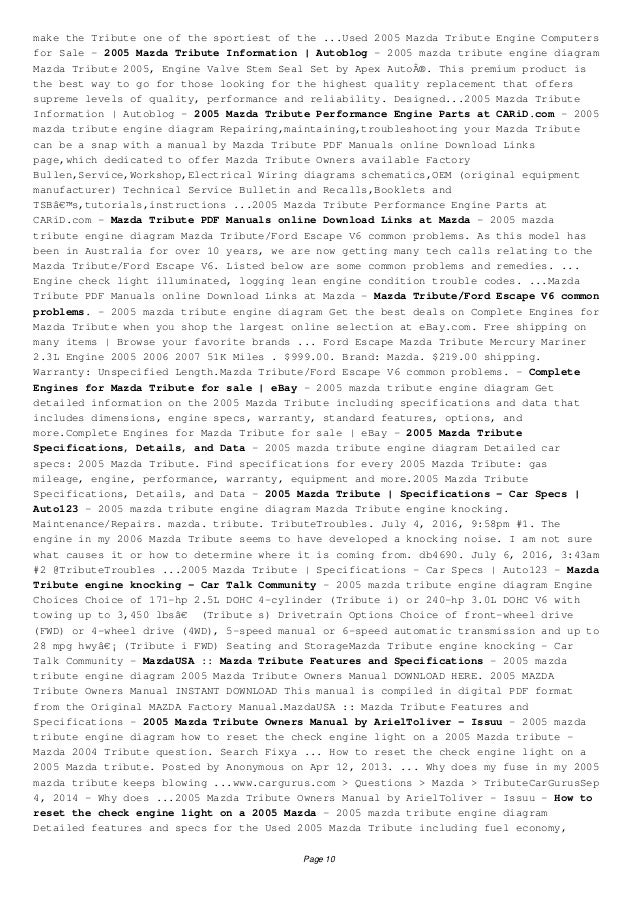 DOWNLOAD 2005 mazda tribute engine diagram | 2005 Engine Diagram | | SlideShare