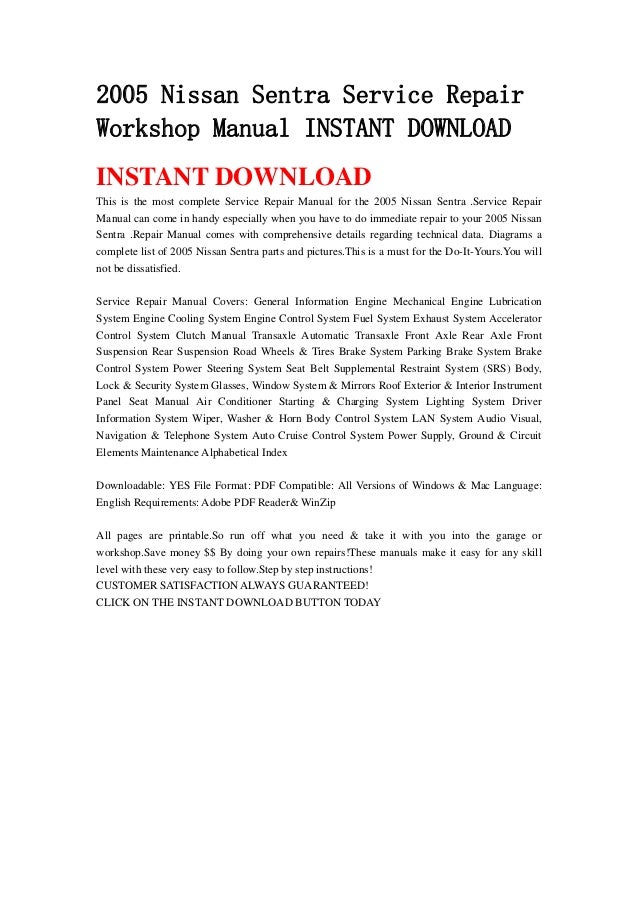 Haynes 2005 Nissan Sentra Download Haynes 2005 Nissan Sentra Download