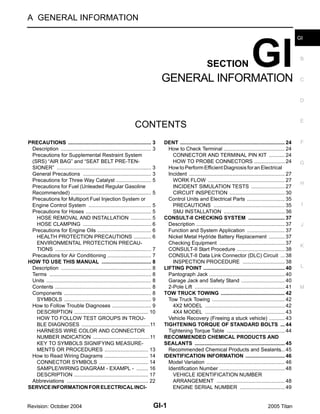 2005 NISSAN TITAN REPAIR MANUAL visual data 3