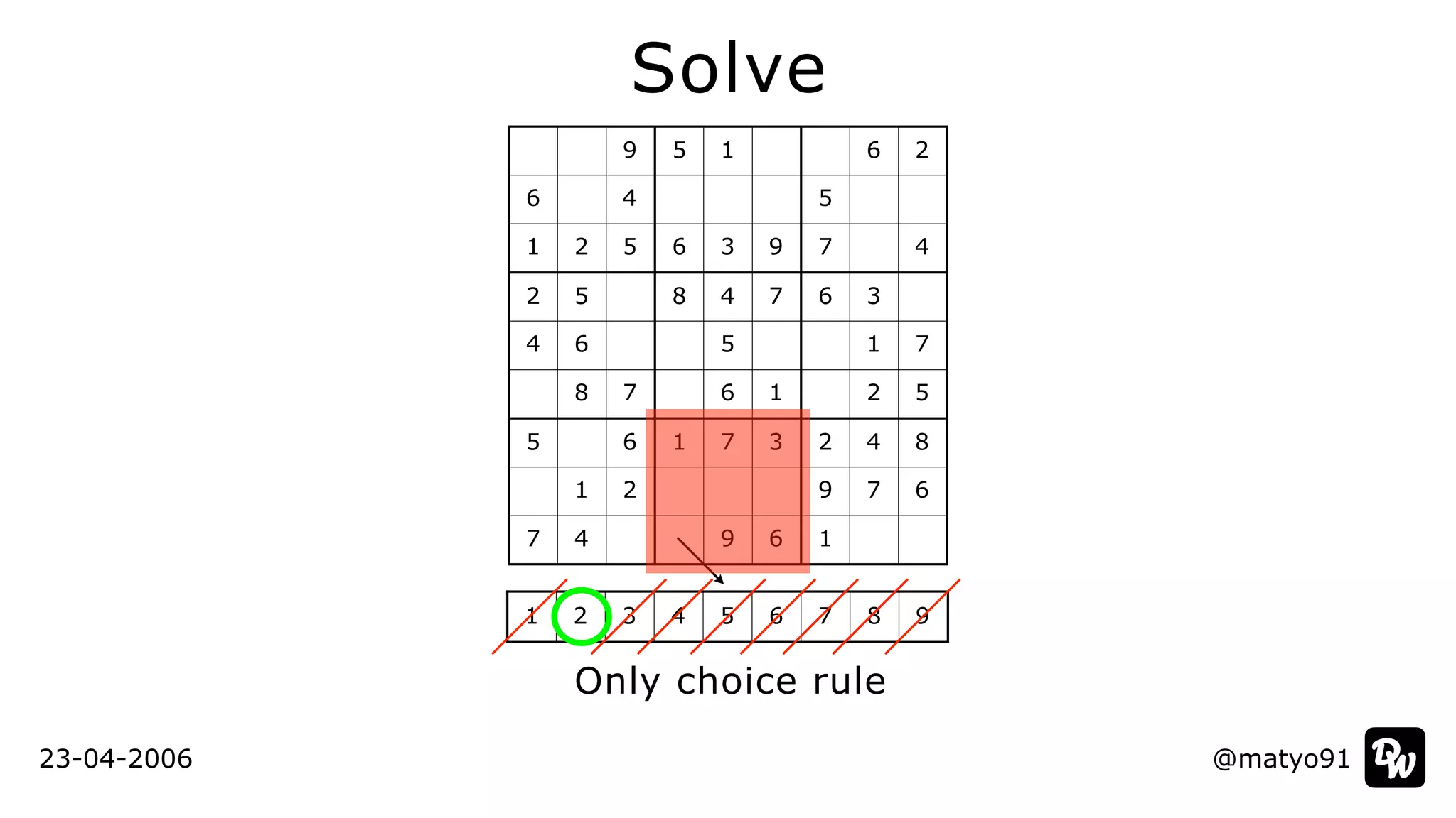 @matyo91
Solve
Only choice rule
23-04-2006
9 5 1 6 2
6 4 5
1 2 5 6 3 9 7 4
2 5 8 4 7 6 3
4 6 5 1 7
8 7 6 1 2 5
5 6 1 7 3 2 4 8
1 2 9 7 6
7 4 9 6 1
1 2 3 4 5 6 7 8 9
 