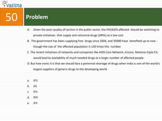 Directions for Questions 46 to 50:Each question has a set of four sequentially ordered statements. Each statement can be classified as one of the following:Facts, which deal with pieces of information that one has heard, seen or read, and which are open to discovery or verification (the answer option indicates such a statement with an 'F'),