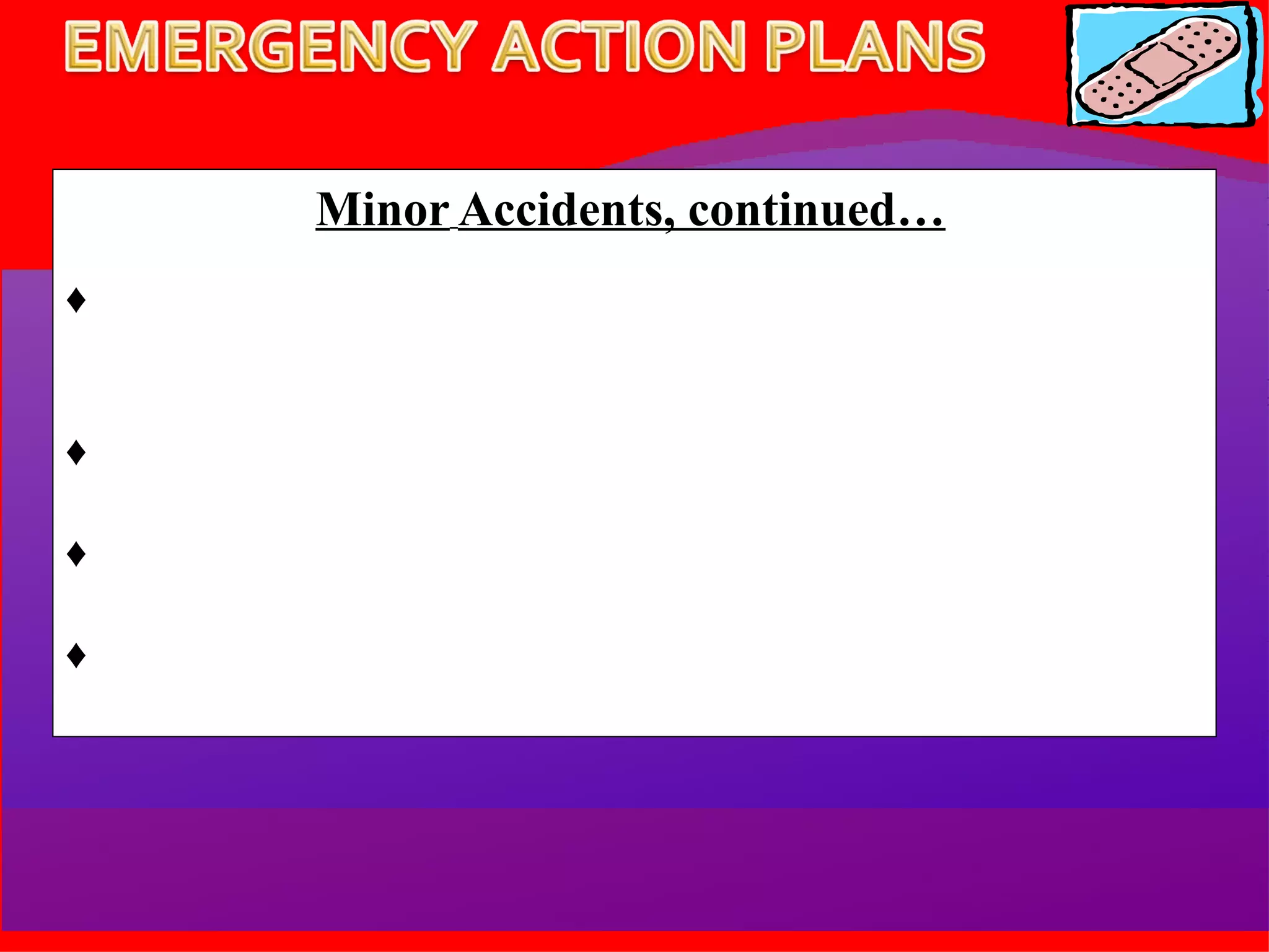 Minor   Accidents, continued…   Have his/her friend take to Goddard, doctor, or Minor Emergency (past 5:00pm) Or, OUPD to assess If OUPD – notify Facility Coordinator on duty and Supervisor Facility Coordinator or Supervisor will instruct the cashier to contact OUPD.  