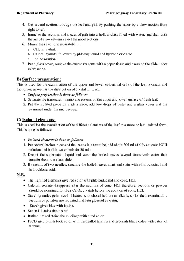 2006 practical pharmacognosy manual notes | PDF
