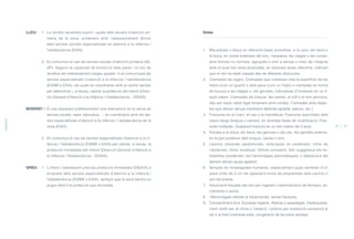 Notes
1. Macadures o blaus en diferents fases evolutives, a la cara, els llavis o
la boca, en zones extenses del tors, l’esquena, les natges o les cuixes,
amb formes no normals, agrupats o com a senyal o marc de l’objecte
amb el qual han estat produïdes, en diverses àrees diferents, indicant
que el nen ha estat copejat des de diferents direccions.
2. Cremades de cigars. Cremades que cobreixen tota la superfície de les
mans (com un guant) o dels peus (com un mitjó) o cremades en forma
de bunyol a les natges o, els genitals, indicatives d’immersió en un Ií-
quid calent. Cremades als braços, les cames, el coll o el tors provoca-
des per haver estat lligat fortament amb cordes. Cremades amb objec-
tes que deixen senyal clarament definida (graella, planxa, etc.).
3. Fractures en el crani, el nas o la mandíbula. Fractures espiroides dels
ossos llargs (braços o cames), en diverses fases de cicatrització. Frac-
tures múltiples. Qualsevol fractura en un nen menor de 2 anys.
4. Ferides a la boca, els llavis, les genives o els ulls. Als genitals externs,
en la part posterior dels braços, cames o tors.
5. Lesions viscerals (abdominals, toràciques i/o cerebrals). Inflor de
l’abdomen. Dolor localitzat. Vòmits constants. Són suggestius els he-
matomes duodenals i les hemorràgies pancreàtiques, o alteracions del
sensori sense causa aparent.
6. Senyals de mossegades humanes, especialment quan semblen d’un
adult (més de 3 cm de separació entre les empremtes dels canins) o
són recurrents.
7. Intoxicació forçada del nen per ingestió o administració de fàrmacs, ex-
crements o verins.
8. Hemorràgies retinals ie intracranials, sense fractures.
9. Constantment brut. Escassa higiene. Afamat o assedegat. Inadequada-
ment vestit per al clima o l’estació. Lesions per exposició excessiva al
sol o al fred (cremada solar, congelació de les parts acreas).
LLEU: 1. La família necessita suport i ajuda dels serveis d’atenció pri-
mària de la zona, juntament amb l’assessorament tècnic
dels serveis socials especialitzats en atenció a la infància i
l’adolescència (EAIA).
2. Es comunica el cas als serveis socials d’atenció primària (SS-
AP). Segons la capacitat de protecció dels pares i el risc de
recidiva del maltractament (vegeu quadre 1) es comunicarà als
serveis especialitzats d’atenció a la infància i l’adolescència
(EVAMI o EAIA), els quals es coordinaran amb el centre sanitari
per determinar i, si escau, valorar la protecció del menor (Direc-
ció General d’Atenció a la Infància i l’Adolescència – DGAIA).
MODERAT:1. El cas requereix preferentment una intervenció en la xarxa de
serveis socials, salut, educatius, ... en coordinació amb els ser-
veis especialitzats d’atenció a la infància i l’adolescència de la
zona (EAIA).
2. Es comunica el cas als serveis especialitzats d’atenció a la in-
fància i l’adolescència (EVAMI o EAIA) per valorar, si escau, la
protecció immediata del menor (Direcció General d’Atenció a
la Infància i l’Adolescència – DGAIA).
GREU: 1. L’infant / adolescent precisa protecció immediata (DGAIA) a
proposta dels serveis especialitzats d’atenció a la infància i
l’adolescència (EVAMI o EAIA), sempre que la seva família no
pugui oferir-li la protecció que necessita.
ANNEXOS
48 49
ÍNDEX
 