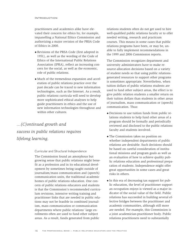 2006 Report Of The Commission On Public Relations Education