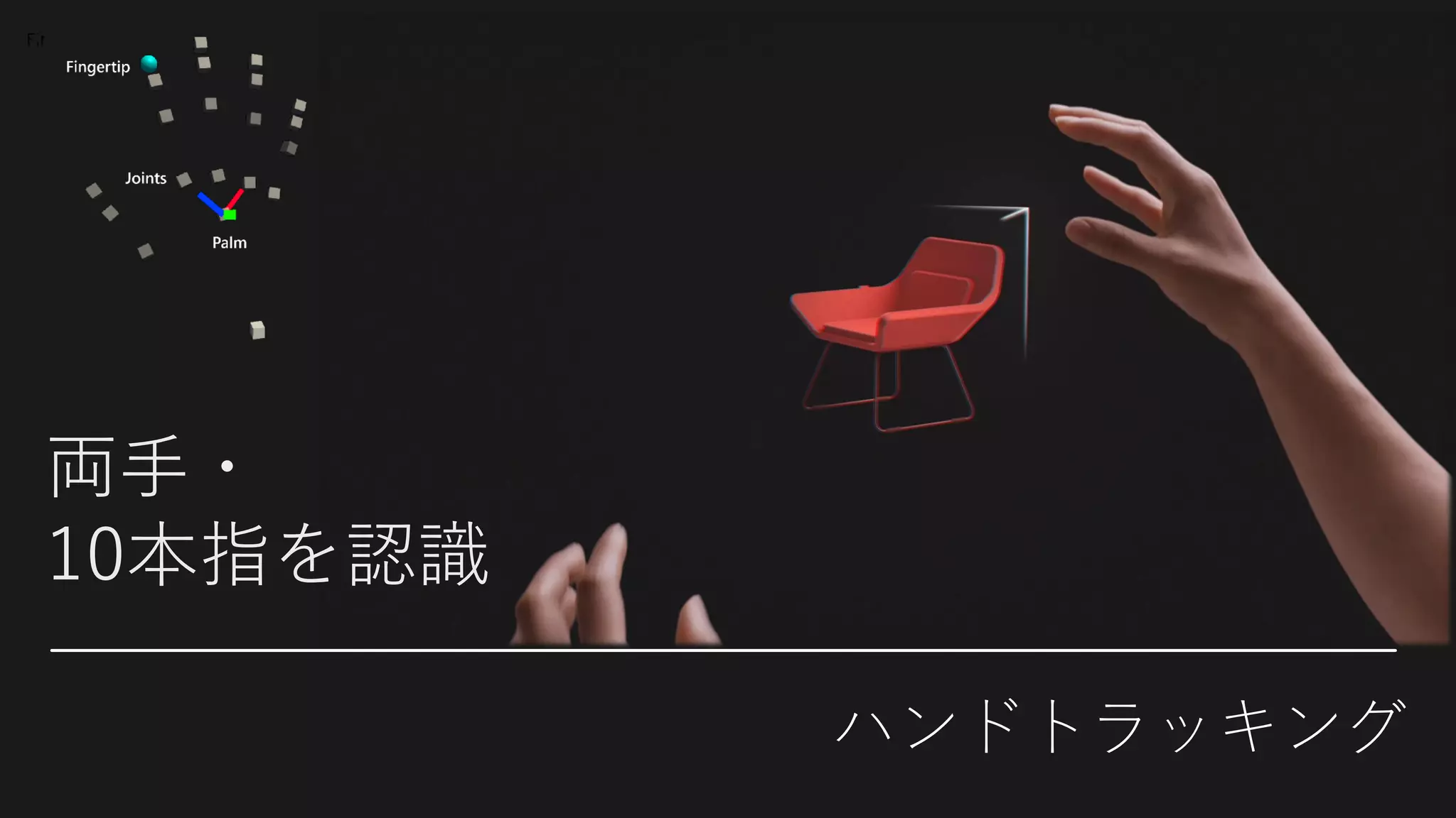 両手・
10本指を認識
ハンドトラッキング
 