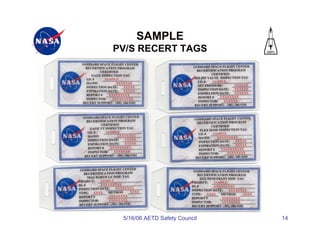 SAMPLE
PV/S RECERT TAGS




 5/16/06 AETD Safety Council   14
 