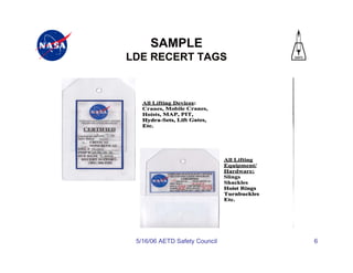SAMPLE
LDE RECERT TAGS




 5/16/06 AETD Safety Council   6
 