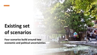 Existing set
of scenarios
23
Four scenarios build around two
economic and political uncertainties
 