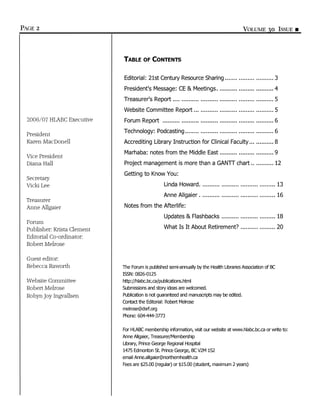 HLABC Forum: Winter 2006/2007