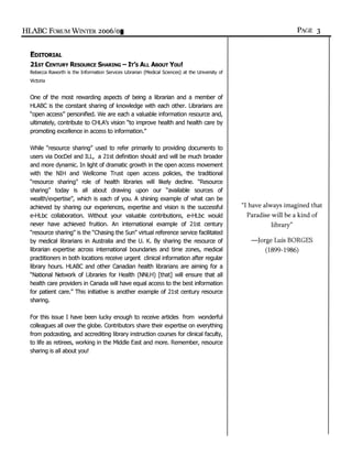 HLABC Forum: Winter 2006/2007