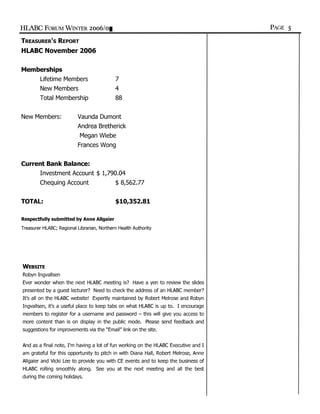 HLABC Forum: Winter 2006/2007