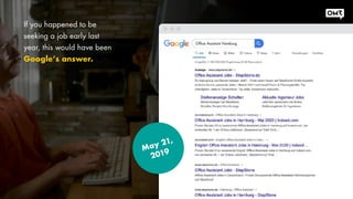 May 21,
2019
If you happened to be
seeking a job early last
year, this would have been
Google’s answer.
Office Assistant H...