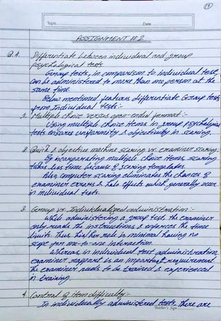 Psychology of Individual Differences BPCC103 Assignment | PDF