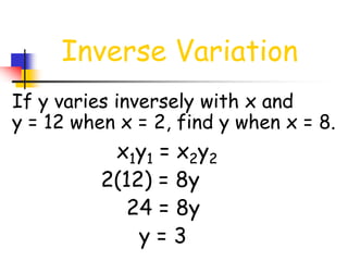 Inverse Variation Formula