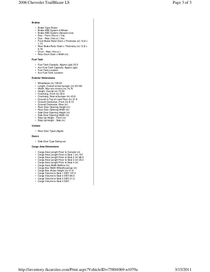 2006 Chevy Trailblazer Ls