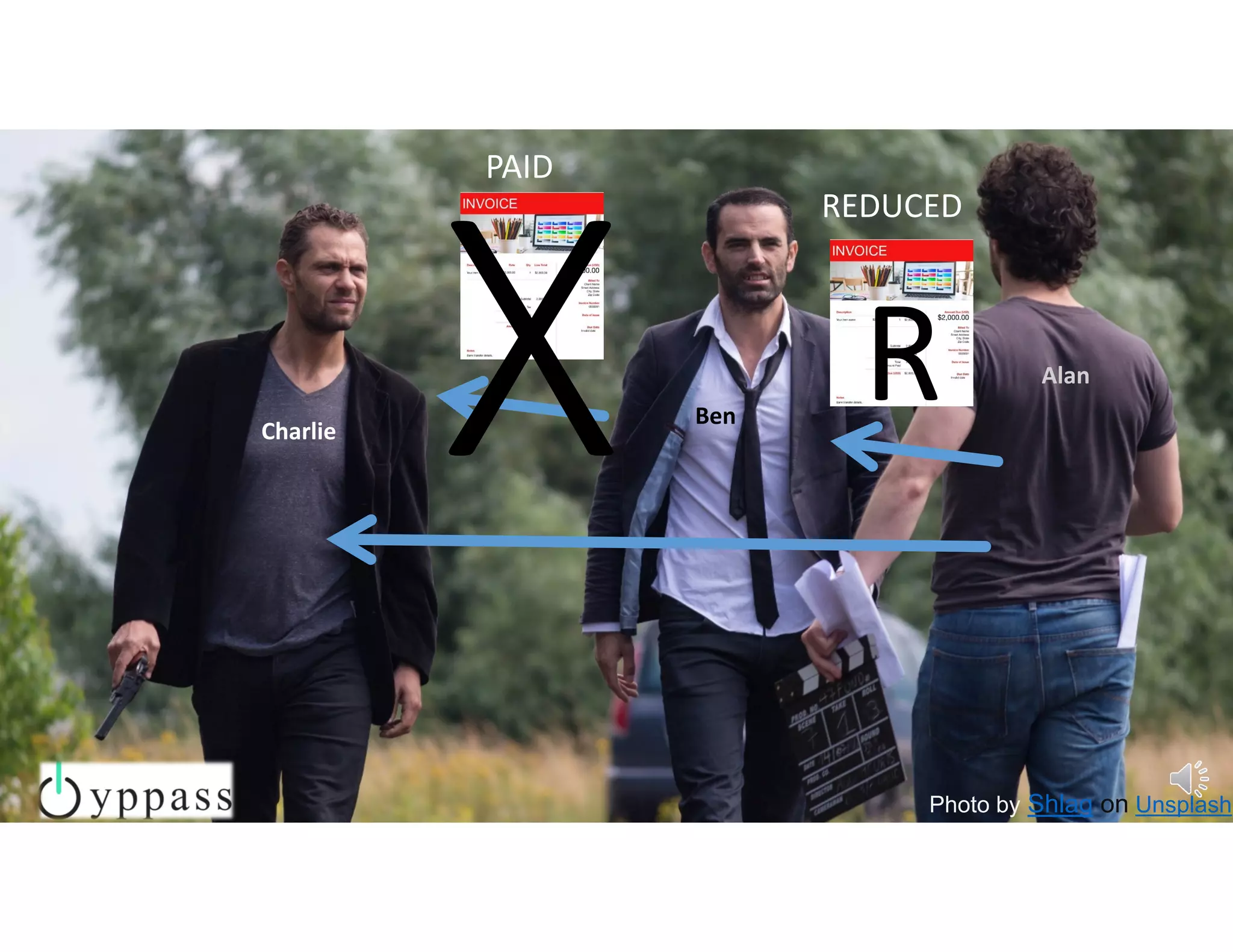 Photo by Shlag on Unsplash
RBen
Charlie
Alan
PAID
REDUCED
 