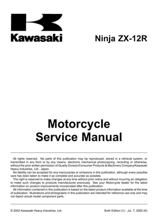 2006 kawasaki zx1200 b6f ninja zx 12r service repair manual | PDF