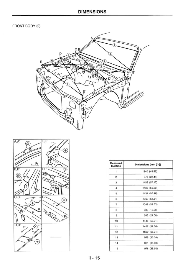 manual de medidas de carroceria y chasis ranger courier (ford) | PDF