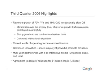 2006 Q3 Google Earnings Slides