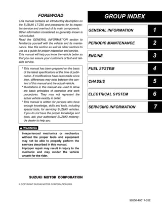 SUZUKI UL250 サービスマニュアル 2003-2014 Suzuki LT-Z250 QuadSport Quad Service Manual – retro