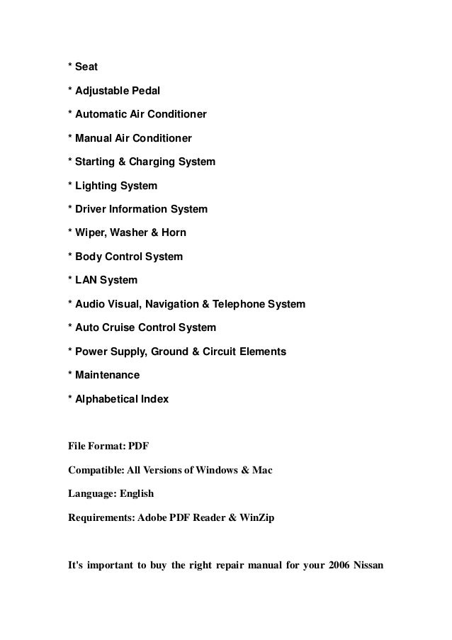 2006 Nissan Titan Service Repair Manual DOWNLOAD printable telephone wiring diagram 