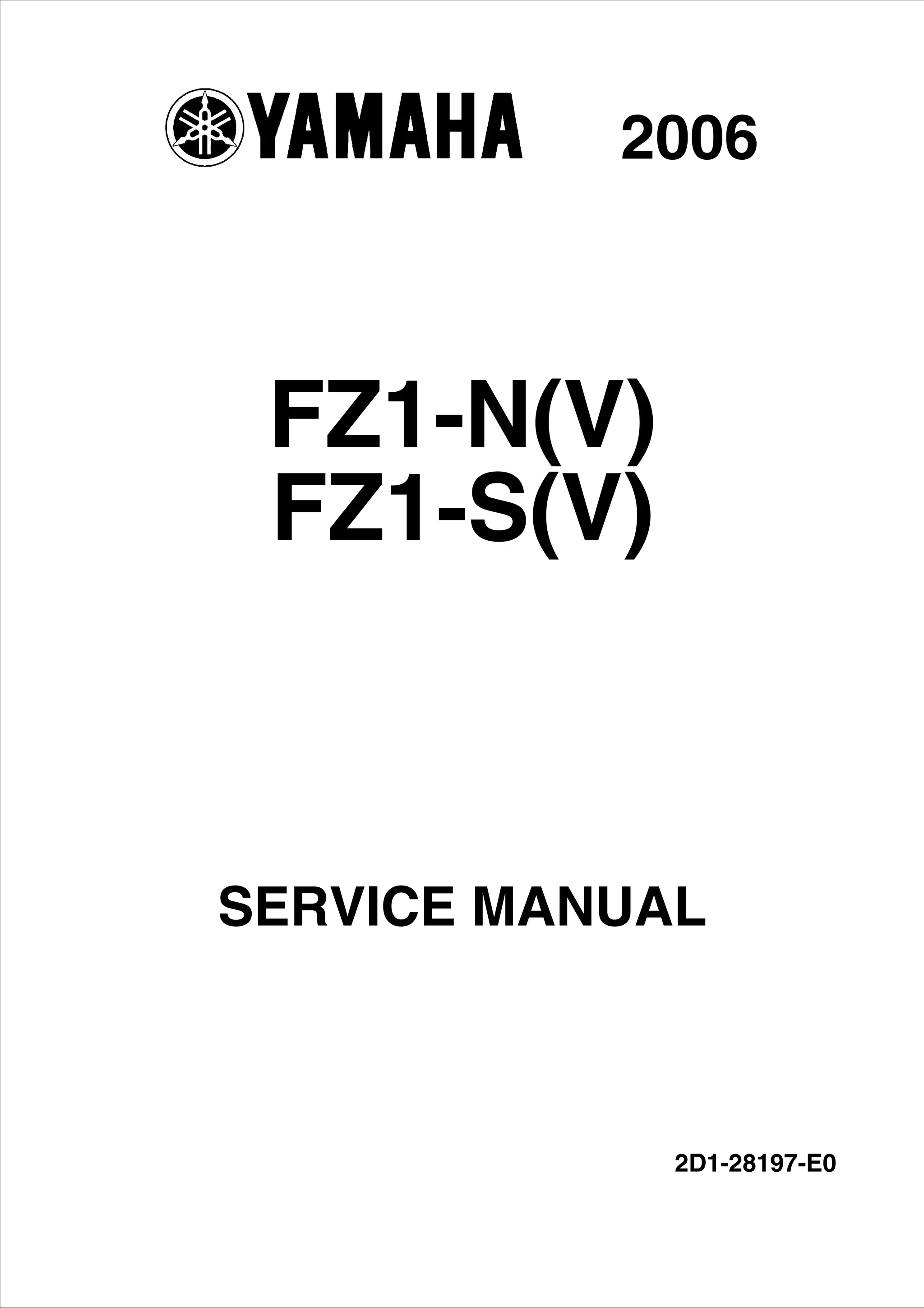 2006 yamaha fz1 n(v) fz1-s(v) service repair manual | PDF