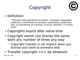 Open Source Software Copyright Example Free & Open Source Software and Intellectual Property | PDF