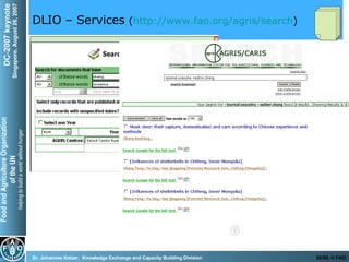 DLIO – Services  ( http://www.fao.org/agris/search ) 