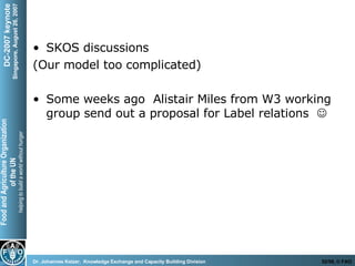 SKOS discussions (Our model too complicated) Some weeks ago  Alistair Miles from W3 working group send out a proposal for Label relations   