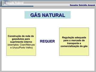Senador Delcídio AmaralSenador Delcídio Amaral
GÁS NATURALGÁS NATURAL
Construção de rede deConstrução de rede de
gasodutos...