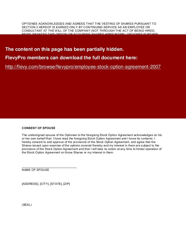 Employment contract stock options