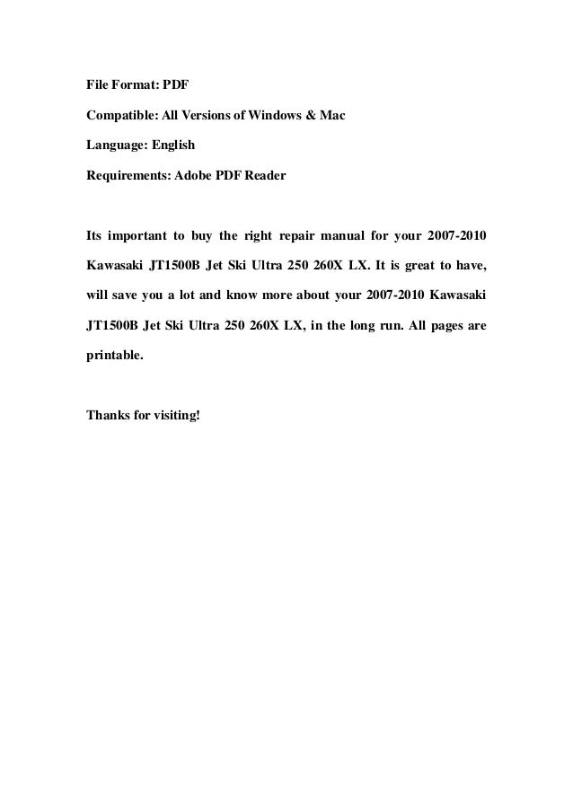 Kawasaki Ultra X Service Manual Kawasaki Ultra X Service Manual