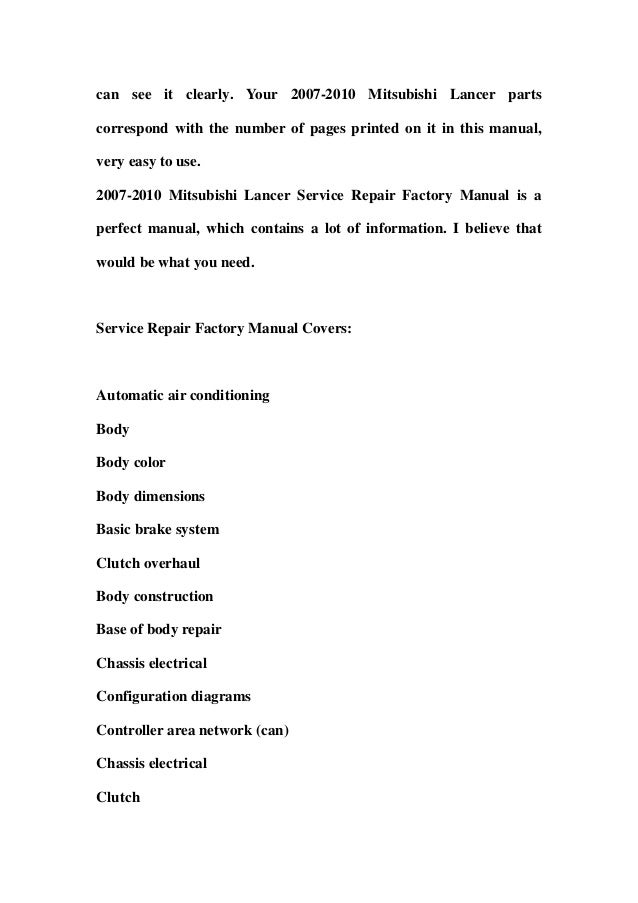 Mitsubishi lancer manuals free Mitsubishi lancer manuals free
