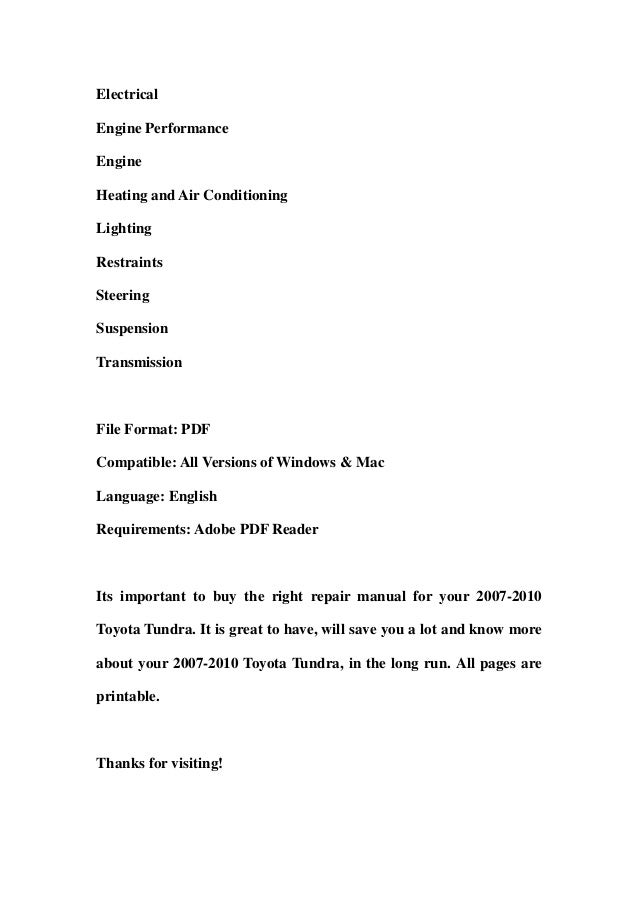 Toyota Tundra Repair Manual Download