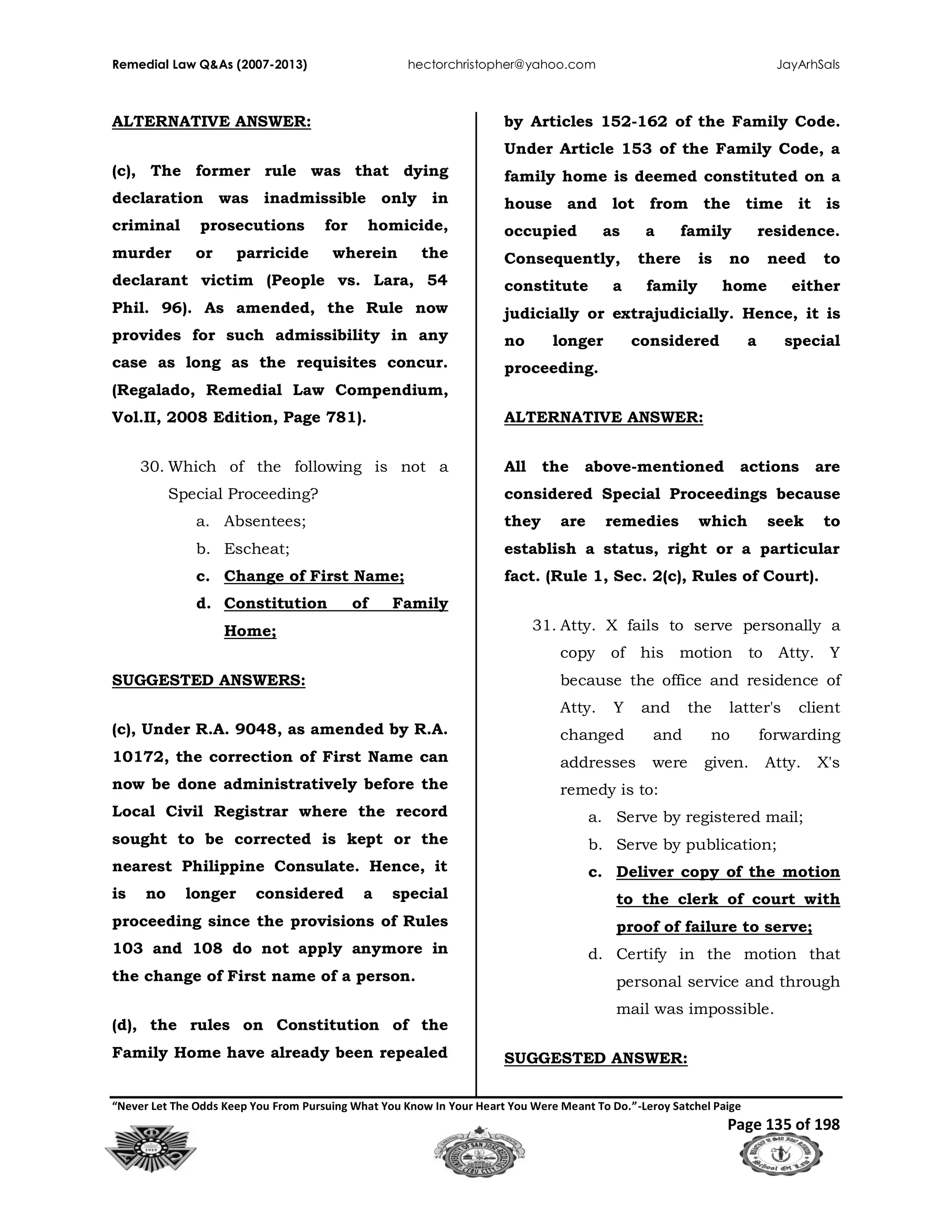 Photo inspiration: Fresh Look at 2007 2013 Remedial Law Philippine Bar Examination Questions And