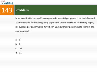 143   Problem

      In an examination, a pupil's average marks were 63 per paper. If he had obtained
      20 more marks for his Geography paper and 2 more marks for his History paper,
      his average per paper would have been 65. how many pa-pers were there in the
      examination ?


      a. 9
      b. 8
      c. 10
      d. 11
 