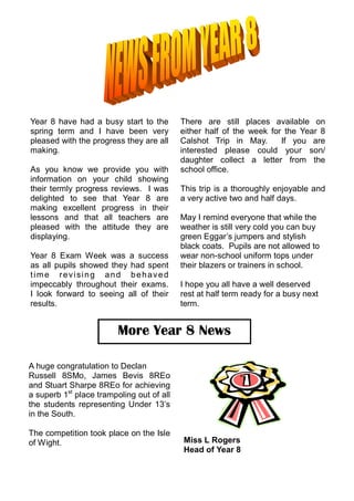 February 2007 School Newsletter