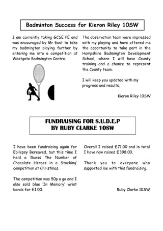 February 2007 School Newsletter