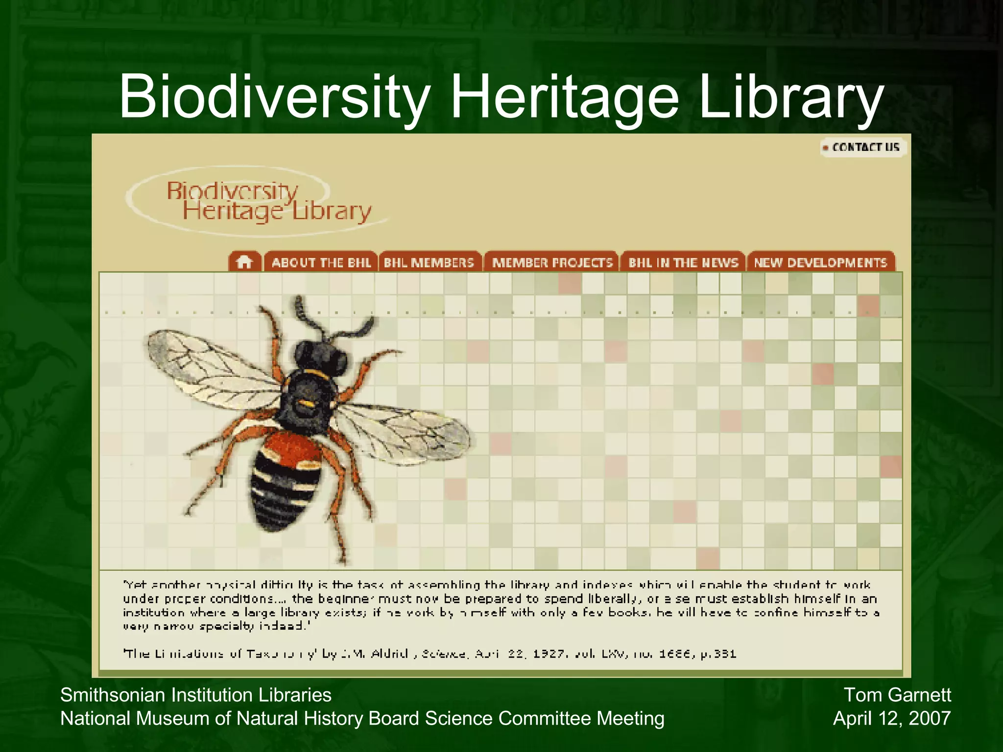 Biodiversity Heritage Library 