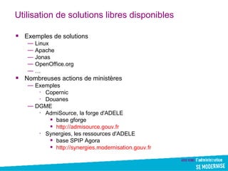 Utilisation de solutions libres disponibles <ul><li>Exemples de solutions </li></ul><ul><ul><li>Linux </li></ul></ul><ul><...
