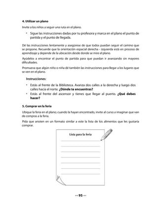 6. Hacer un menú
Invite a su curso a imaginar el menú que harían en base a las compras imaginarias que
hicieron.


   •	   Recuerda los alimentos que compraste en la feria.
   •	   Escribe cuáles de esos alimentos te gustaría comer en el desayuno, el
        almuerzo y la comida.


   Desayuno:




   Almuerzo:




   Comida:




                                        96
 