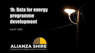 1b: Data for energy
programme
development
July 8th 2020
 