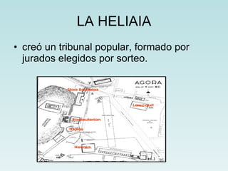 LA HELIAIA creó un tribunal popular, formado por jurados elegidos por sorteo. 