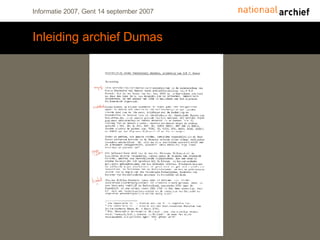 Inleiding archief Dumas 