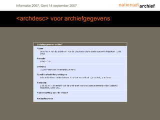 <archdesc> voor archiefgegevens 