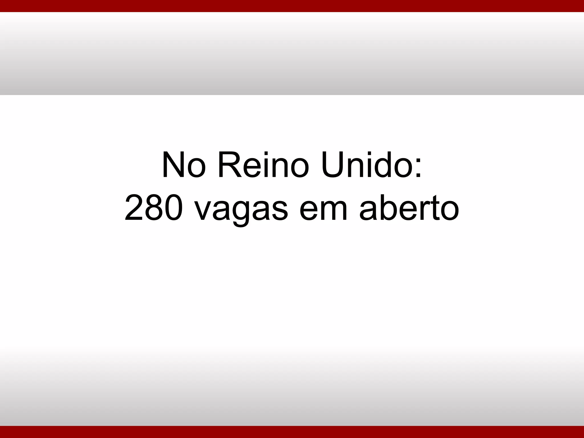 No Reino Unido: 280 vagas em aberto 