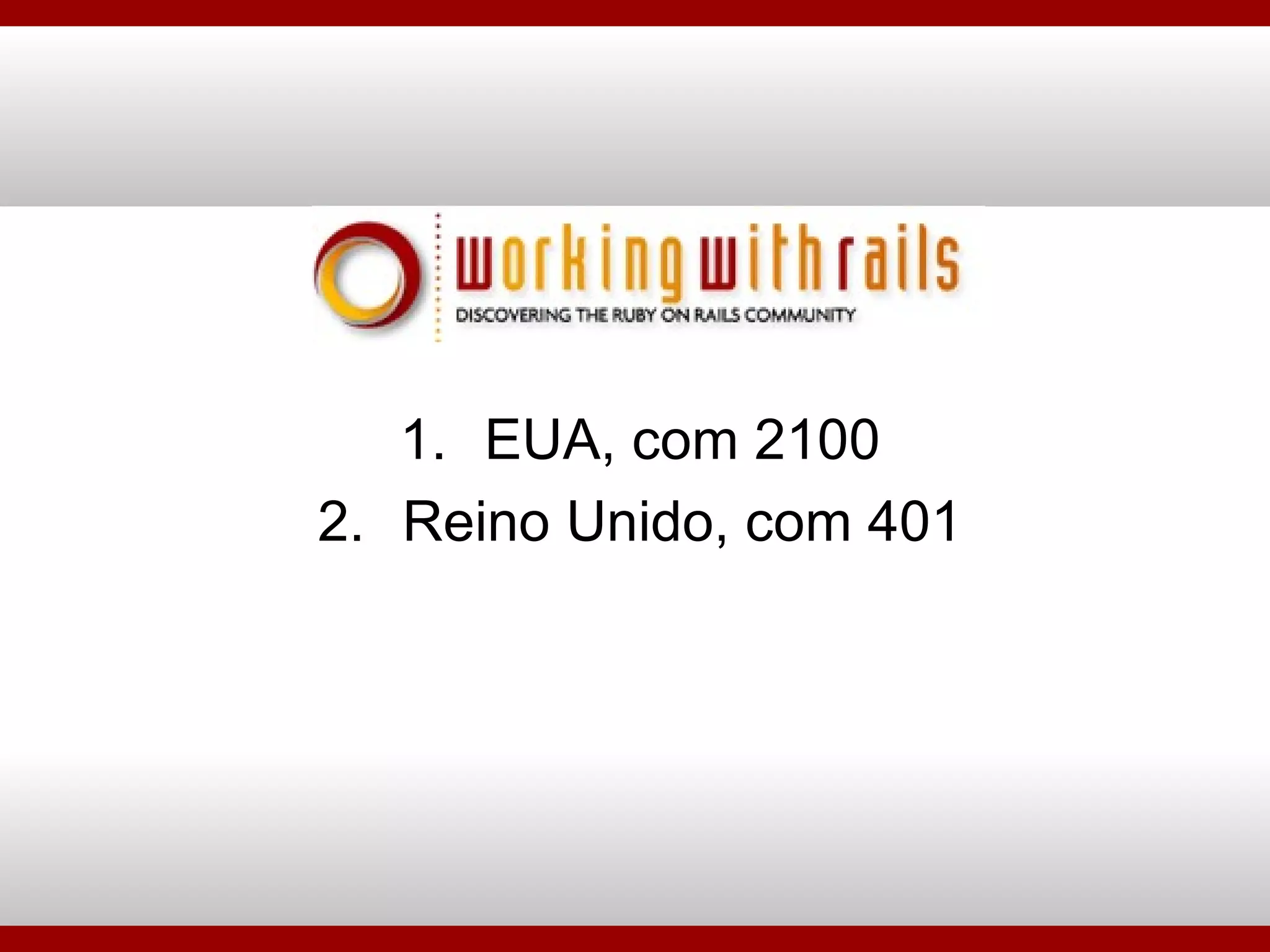 EUA, com 2100 Reino Unido, com 401 
