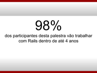 98% dos participantes desta palestra vão trabalhar com Rails dentro de até 4 anos 