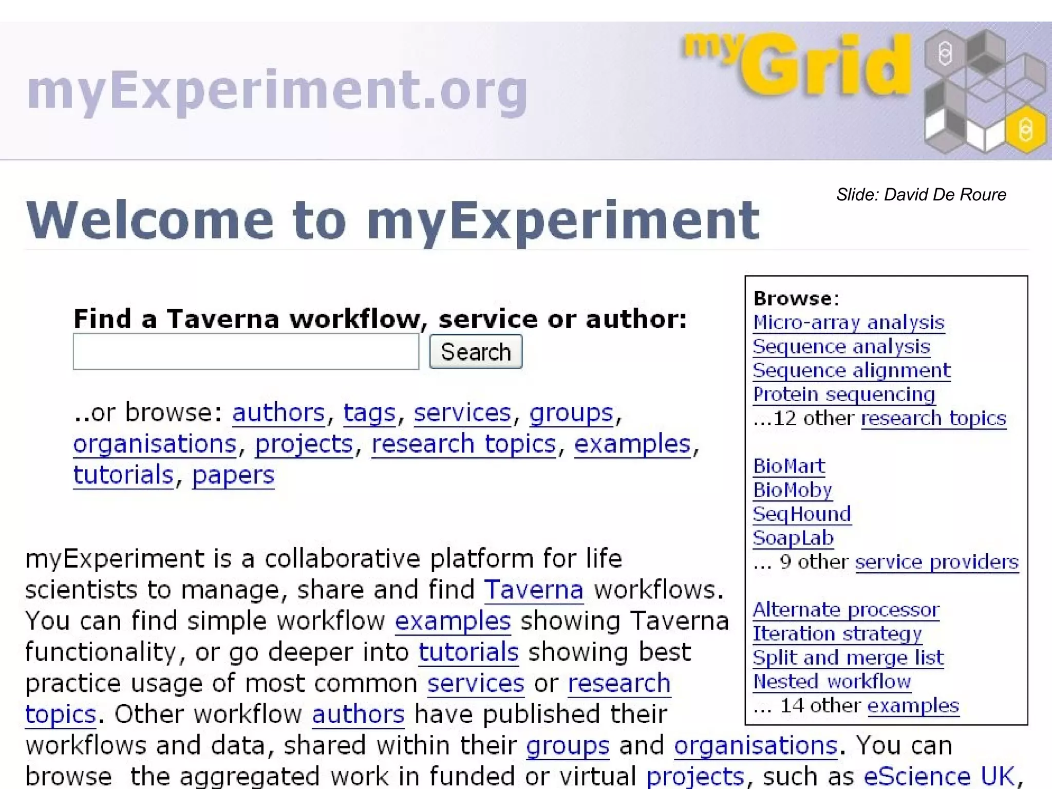 Slide: David De Roure 